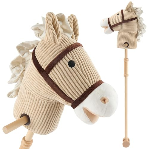 Bieco Steckenpferd Kinder Lucky | Hobby Horse Pferde | Steckenpferd Rollen | Holz Pferd Stab | Stock Pferde Schöne für Kinder Stockpferd Kleinkind Zubehör
