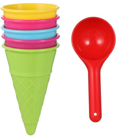 Angoily Ensemble de 6 Cuillères à Glace en Plastique pour Enfants, Idéal pour Jouer à La Plage en Extérieur.