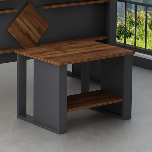 Homidea Boss Couchtisch – Moderner Beistelltisch mit Ablagefach, 60×45×43,6 cm(Anthrazit-Eiche-Boss Couchtisch)