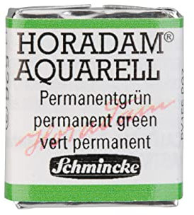 Schmincke – HORADAM® AQUARELL - feinste Künstler-Aquarellfarben, 526 Permanentgrün, 14 526 044, 1/2 Näpfchen