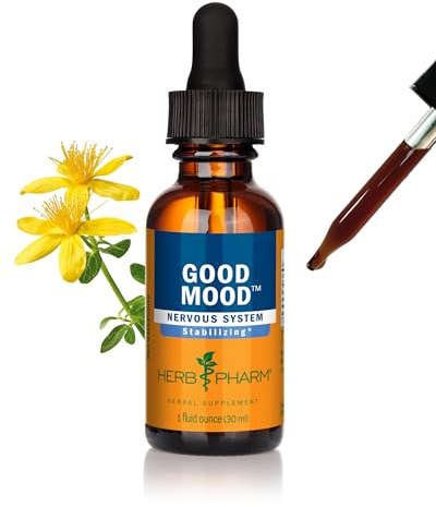 Herb Pharm Good Mood Support Supplement: with St. John's Wort & Certified Organic Ashwagandha | Positive Mood & Emotional Balance Support Tincture| Fast-Absorbing, Non-GMO |Up to 2 Week Supply, 1 oz*