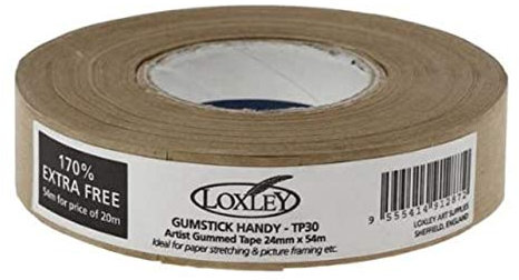Rouleau de papier adhésif gommé d'étanchéité marron Loxley Gumstrip Artistes - 24 mm x 54 m