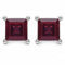 Schmuck-Schmidt-Ohrstecker Seltener Rhodolith Square/Quadrat-925-Silber- Rhodiniert-1,60 Karat