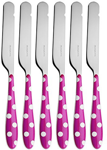 BUGATTI, PSFU - 014F32/6, Set di coltelli da Burro, 6 pz, in San e Acciaio, 16 x 20 x 3 cm, Viola (Fuchsia)