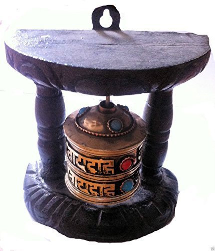 Nepal handgemachte tibetische Wand der hölzernen Gebetrad Mantra N47