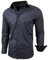 Baxboy Herren-Hemd Slim-Fit Bügelleicht Für Anzug, Business, Hochzeit, Freizeit - Langarm Hemden für Männer Langarmhemd R-44, Farbe:Anthrazit, Größe:L