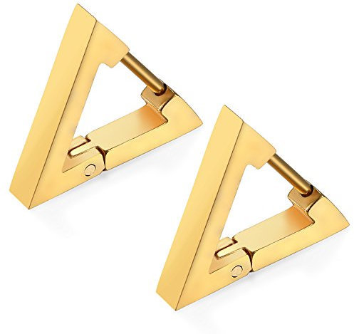 Flongo Herren Ohrstecker Damen Ohrringe Gestüt Stecker Ohrhänger Tunnel Illusion verjüngt Cheater Faux Fakeplugs Golden Gold Dreieck Triangel für Männer Frauen