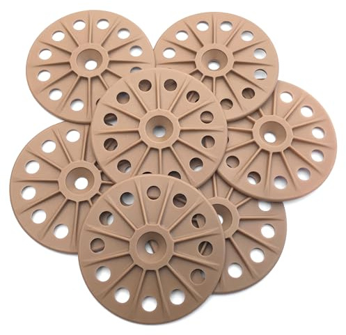 Rondelle d’isolation de 60 mm pour fixation de panneaux isolants rigides - 30 % fibres de verre - marron clair , blanc