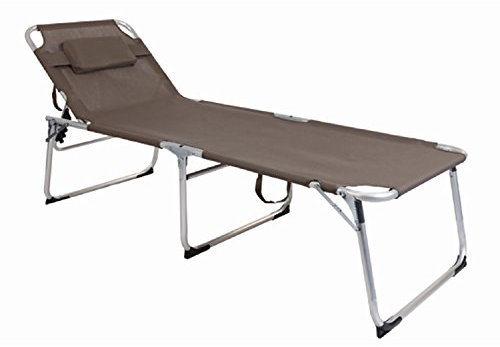 Mojawo XXL Gartenliege Sonnenliege Relaxliege Liege Aluminium mit Kissen gepolstert klappbar Taupe L200xB70xH45/95cm