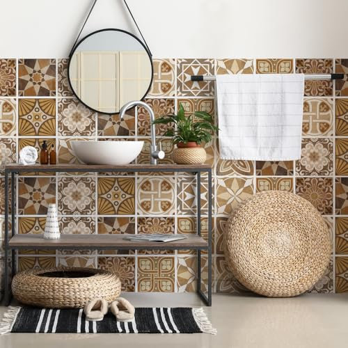 RE-COVERTILES - Adesivi per Piastrelle Bagno e Cucina 12 Pz 15x15 cm - PS00146 Decorazione murale in PVC impermeabile mattonelle mosaico stile cementine Azulejos