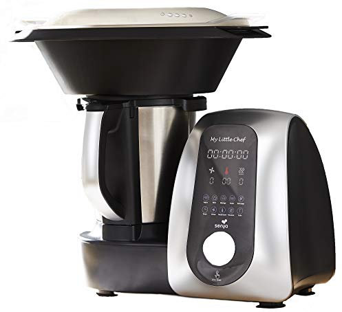 Senya Robot De Cuisine Multifonction My Little Chef noir et silver, 13 programmes automatiques 10 vitesses, site recettes dédiée, balance cuisine fournie, bol Inox, 1700W