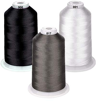 Simthread - 26 Auswahlen – SortiertFarben Packungen von Polyester grau Stickmaschinengarn Riesige Spule 5500Y für Allzweck-Stickmaschinen – Essential Color 3