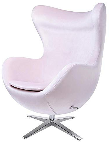 furnigo | Designer Sessel in Ei Form, Reproduktion, Zeitlos, Viele Farben, Velvet - Velour (Hellpink)