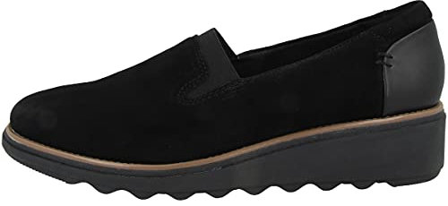Clarks Sharon Dolly, Mocassini Donna, Nero Black Suede W Dark Tan Welt, 37.5 EU