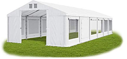 Das Company Partyzelt 6x12m Lagerzelt Universalzelt Moskitonetz wasserdicht weiß Zelt 560g/m² PVC Plane ganzjährig Gartenzelt Winter ISDM - Zeltgarage, Pavillon, Zeltgarage Winterfest - Winterzelt