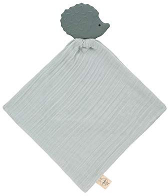 LÄSSIG Tröster Tuch mit Beißring aus Naturkautschuk und Bio-Baumwolle/Teether Comforter Hedgehog