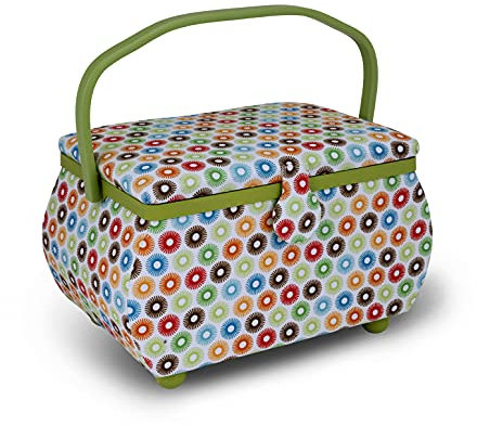 Dritz Z10237-211 Sewing Basket Nähkorb, Kunststoff, Mehrfarbig, Retro