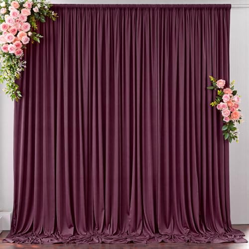 10 ft x 10 ft Wrinkle Free Maroon Backdrop Curtain for Parties, Polyester Burgundy Photo Backdrop Drapes 2 Panels 5x10ft for Baby Shower Wedding Birthday Party Engagement Ceremony Decoration