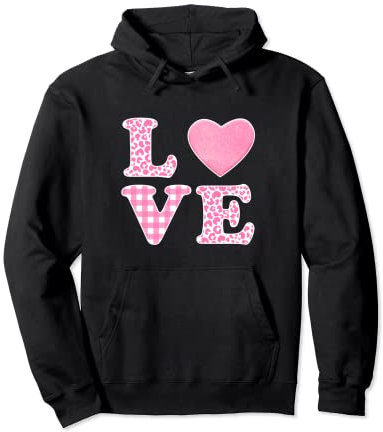 Plaid léopard rose Saint-Valentin Sweat à Capuche