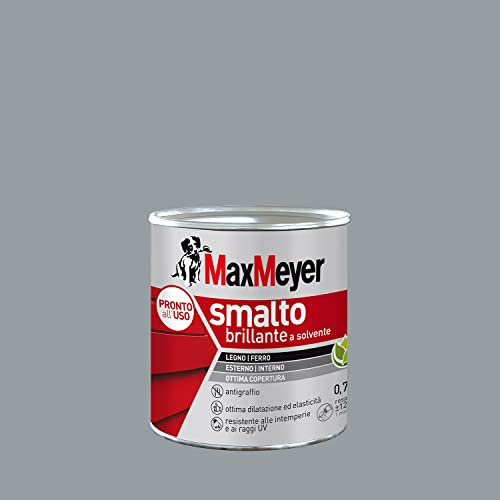 MAXMEYER Smalto a solvente per ferro e legno brillante GRIGIO MEDIO R7040 0,750 L