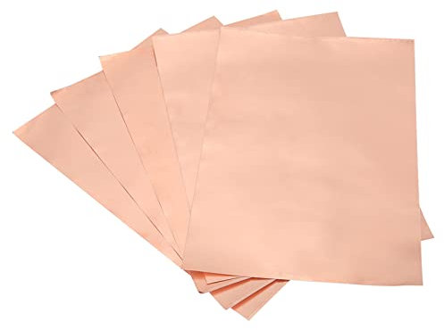 Feuille Cuivre Adhésif, 5pcs Ruban Adhésif Cuivre, Autocollant Bande adhésive forte, avec Adhésif Conducteur, Feuille de Cuivres Très Conducteur pour Guitare Blindage EMI