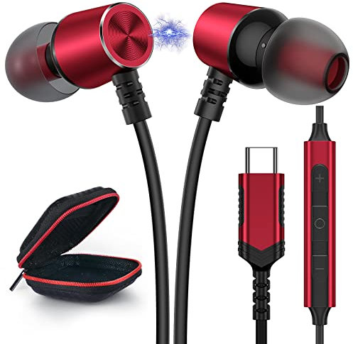 Auricolari USB C, Cuffie USB C in-Ear con Microfono, Cuffie con Filo Controllo del Volume Stereo per Xiaomi Mi 11 Redmi Note 10 Pro 11T 12 Samsung Glaxy A53 S22/S21 Ultra S20 FE,OnePlus Nord 2 Pixel 6