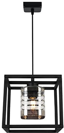 Light-Home Helix Cage Hängelampe - Deckenlampe für Wohnzimmer Schlafzimmer und Esszimmer- Pendelleuchte aus Metall und Glas - E27-1-Flammig
