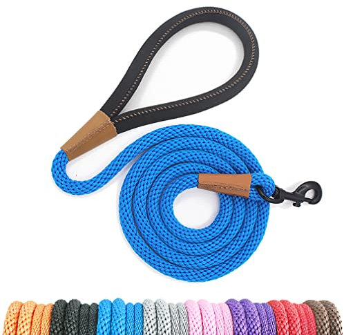 lynxking Schleppleine für Hunde Hundeleine Retrieverleine Führleine Zugleine für kleine mittelgroße große Hunde (Blue, Karabinerhaken-1.3cm x 180cm)