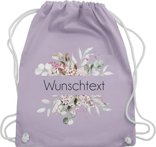 Turnbeutel Rucksack - Aufdruck selbst gestalten - Wunschtext I Geschenk personalisiert I Geschenk Weihnachten - Unisize - Pastell Lila - beutel kita stoffbeutel name personalisierte blume turnsack