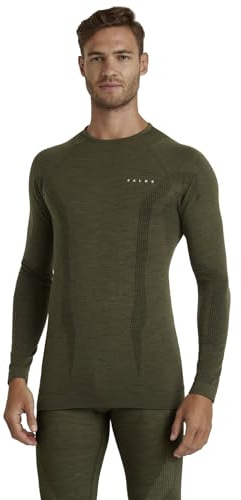 FALKE Herren Wool-Tech Round Neck Funktionsshirt Langarm atmungsaktiv klimaregulierend geruchshemmend nachhaltige Wolle Funktionsmaterial kalte bis sehr kalte Temperatur Funktionsunterwäsche 1 Stück
