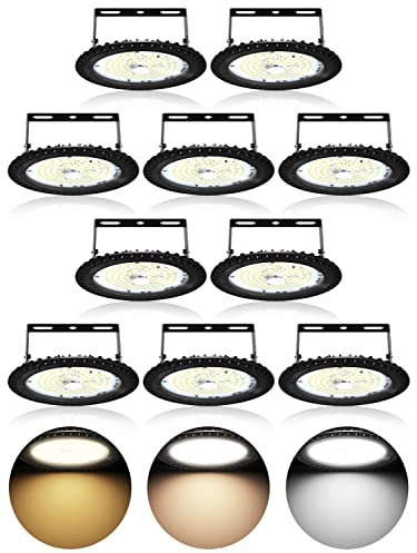 UFO Projecteur LED Industriel 100W,3000K/4500K/6500K UFO High Bay Lumiere,10000LM Super Lumineux Éclairage LED Garage,IP65 Étanche Eclairage Atelier,Éclairage Industriel pour Entrepôt,Garage