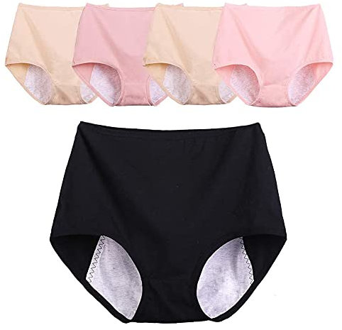 Menstruation Unterwäsche, inkontinenz Auslaufsicher Perioden Unterwäsche,5 Stücke(Size:6XL,Color:Multicolor)