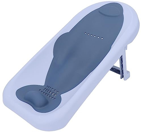 Soporte de Baño para bebé, Plegable de Secado Rápido, Antideslizante, Protección de la Columna Vertebral, Reutilizable, para Lavabo o Bañera (Azul claro)