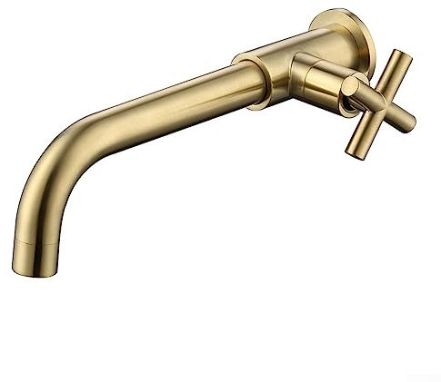 Brass Wall Mounted Swivel Spout Sink Faucet Basin Mixer Taps Brushed