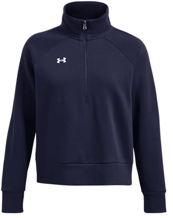 Under Armour Women's UA Rival Fleece HZ, Ultra-Soft Fleece Jumper with Brushed Interior, Half Zip Fleece for Easy Layering, Pullover for Winter Warm Ups Midnight Navy