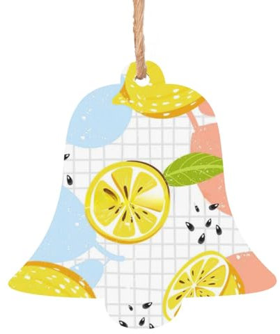 Decoración navideña, colgante de árbol de Navidad, ángel, muñeco de nieve y campana, adornos personalizados, regalo de frutas y limón