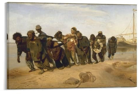 BACION Ilya Repin Barge Haulers on The Volga Poster Für Dekorative Stoff Poster Leinwand Wandkunst Wand-Deko Leinwandbilder Ölgemälde-Reproduktion