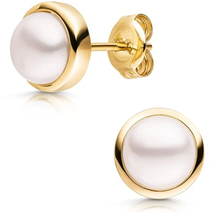 MATERIA by Matthias Wagner Perlen Ohrstecker Gold 333 rund - Echtgold Ohrringe Damen GO-13