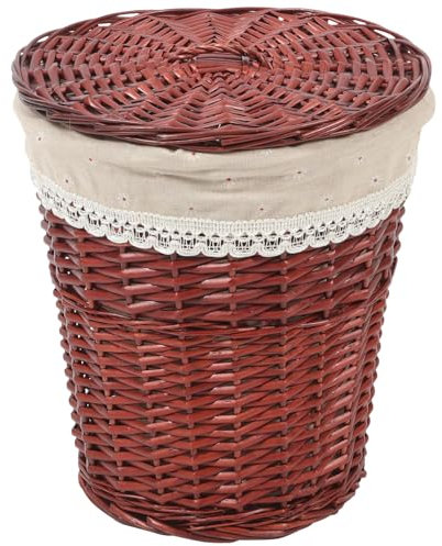 Kichvoe Panier De Rangement Rotin Tissé Avec Couvercle Panier à Linge Élégant Pour Vêtements Et Accessoires Pour Maison Buanderie