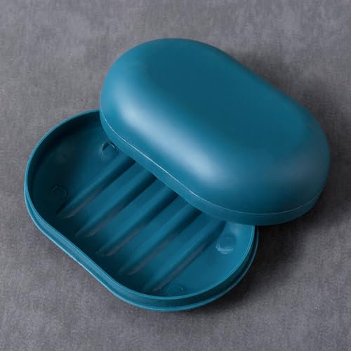 Generic Portasapone da doccia portasapone da viaggio con coperchio, contenitore portatile con coperchio, portasapone per doccia, bagno, escursionismo, scuola, palestra, viaggi (blu)