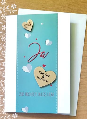 Karte zur Hochzeit, Heirat, Vermählung, Hochzeitskarte, Ja, Brautpaar, Namen, mit Wunschnamen, mit Datum personalisiert