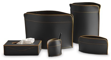 LIMAC Design Giacomo, Schreibtisch-Set für Büro und Arbeitszimmer, aus Leder, Schwarz / Gelb