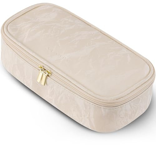 Vlando Reise Kosmetiktasche Klein, Make Up Tasche Damen, Tragbare Make Up Bag, Multifunktionale Schminktasche Damen aus wasserdichte Leder,Geschenke für Frauen