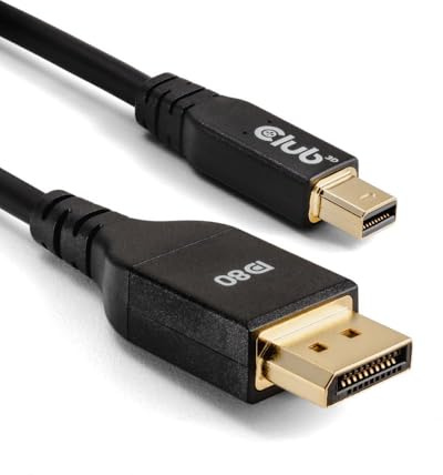 Club3D CAC-1116 MiniDisplayPort to DisplayPort DP80 Bidirectional Vesa Certified Cable 1m/ 3.28 ft
