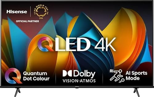 Hisense 75E79NQ - Smart TV 75 Pollici (190,5 cm), 4K, DVB-T2, QLED, HEVC, Nero, Classe energetica E
