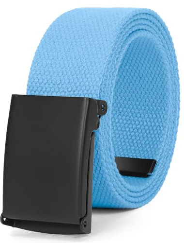 JasGood Unisesx Webgürtel Herren Damen Leinwand Arbeitsgürtel Frei Verstellbarer Flip-Top Webgürtel Silber Militärschnalle für Geschäft Sport Lässig,Himmelblau,120cm