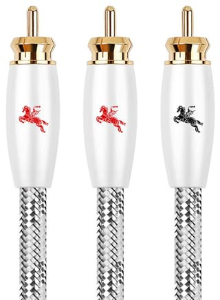 Impeto Câble RCA caisson de basse Y Cinch haute qualité audiophile Câble RCA 1 X 2 - Fiches Plaquées oro pour amplificateur, enceintes actives ou Subwoofer caisson de basse - 2m