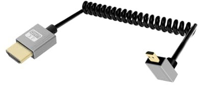 YANBORONSN Câble enroulé 4K Micro HDMI vers HDMI 2.2FT, câble HDMI vers Micro HDMI spiralé à ressort, câble court 2,0 4K@120Hz 18Gbps pour appareil photo/caméscope/HDTV/tablette (Vers le haut)