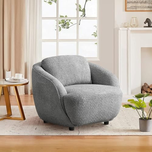 Ckaff Ohrensessel Sessel Wohnzimmer, Lounge Sessel Einzelsofa Bequem Polstersessel Rund, Schlafzimmersessel Lesesessel mit Abnehmbares Wurfkissen für Wohnzimmer Schlafzimmer Balkon Büro, Dunkelgrau