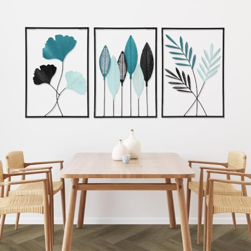 LUPATDY 3 Stück Deko Wohnzimmer Schwarz, Wanddeko Metall Moderne Wandornament Heimdekoration, Minimalistische Metall Wanddekoration, Wanddeko für Schlafzimmer, Wohnzimmer, Büro, 43 * 30cm